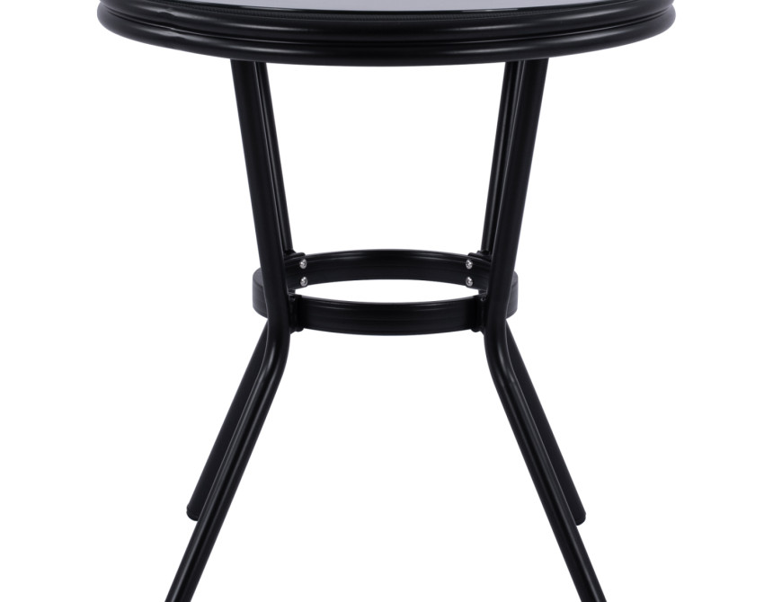 ΤΡΑΠΕΖΙ ΑΛΟΥΜΙΝΙΟΥ MOSES Φ70 BAMBOO LOOK HM5532.02 ΜΑΥΡΟ ΜΕ ΓΥΑΛΙ Φ70X76 εκ