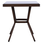 ΤΡΑΠΕΖΙ ΑΛΟΥΜΙΝΙΟΥ HARLOW 70X70X76  BAMBOO LOOK HM5568.03 ΚΑΦΕ ΜΕ ΓΥΑΛΙ