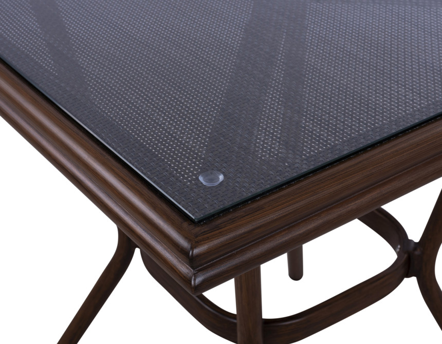 ΤΡΑΠΕΖΙ ΑΛΟΥΜΙΝΙΟΥ HARLOW 70X70X76  BAMBOO LOOK HM5568.03 ΚΑΦΕ ΜΕ ΓΥΑΛΙ