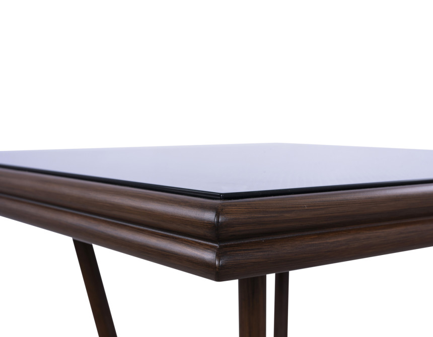 ΤΡΑΠΕΖΙ ΑΛΟΥΜΙΝΙΟΥ HARLOW 70X70X76  BAMBOO LOOK HM5568.03 ΚΑΦΕ ΜΕ ΓΥΑΛΙ