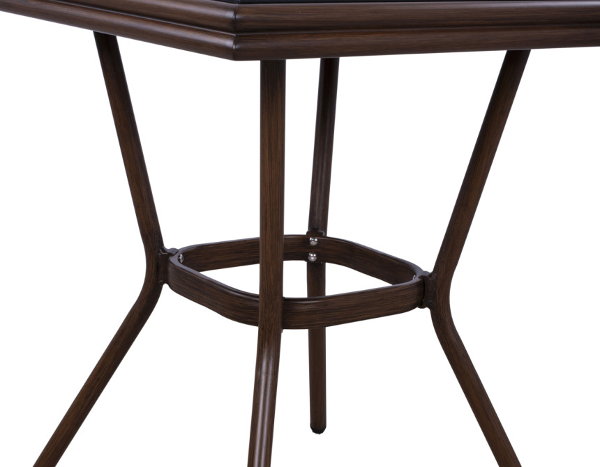 ΤΡΑΠΕΖΙ ΑΛΟΥΜΙΝΙΟΥ HARLOW 70X70X76  BAMBOO LOOK HM5568.03 ΚΑΦΕ ΜΕ ΓΥΑΛΙ