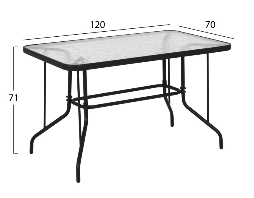 ΤΡΑΠΕΖΙ ADAM HM5679.01 ΜΕΤΑΛΛΙΚΟ ΓΚΡΙ ΜΕ ΓΥΑΛΙΝΗ ΕΠΙΦΑΝΕΙΑ 120Χ70Χ71Υεκ.