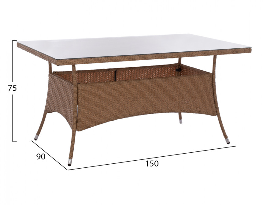 ΤΡΑΠΕΖΙ ΜΕΤΑΛΛΙΚΟ MINSK RATTAN ΜΠΕΖ ΚΑΦΕ HM5507.02 150x90x75 εκ.