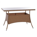 ΤΡΑΠΕΖΙ ΜΕΤΑΛΛΙΚΟ MILITARY RATTAN ΜΠΕΖ ΚΑΦΕ HM5141.32 120x70x75Υ εκ.