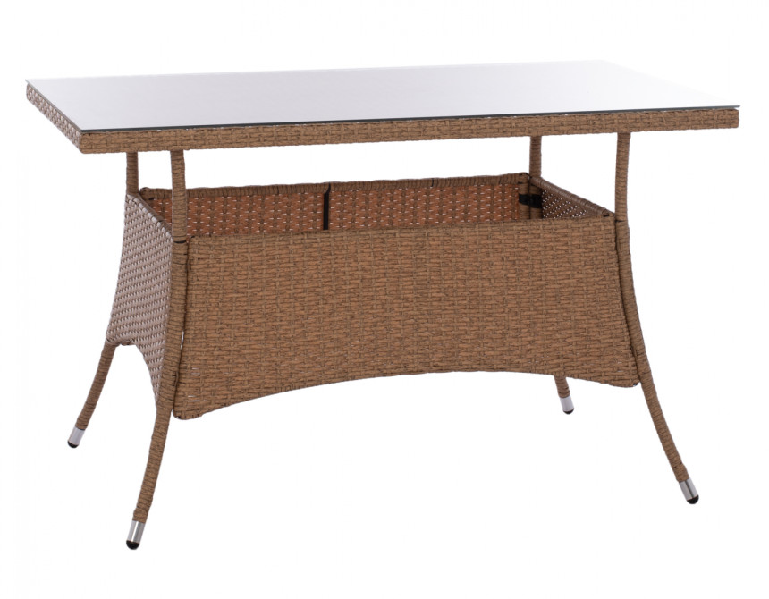 ΤΡΑΠΕΖΙ ΜΕΤΑΛΛΙΚΟ MILITARY RATTAN ΜΠΕΖ ΚΑΦΕ HM5141.32 120x70x75Υ εκ.