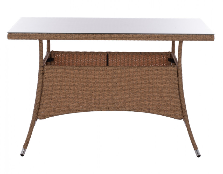ΤΡΑΠΕΖΙ ΜΕΤΑΛΛΙΚΟ MILITARY RATTAN ΜΠΕΖ ΚΑΦΕ HM5141.32 120x70x75Υ εκ.