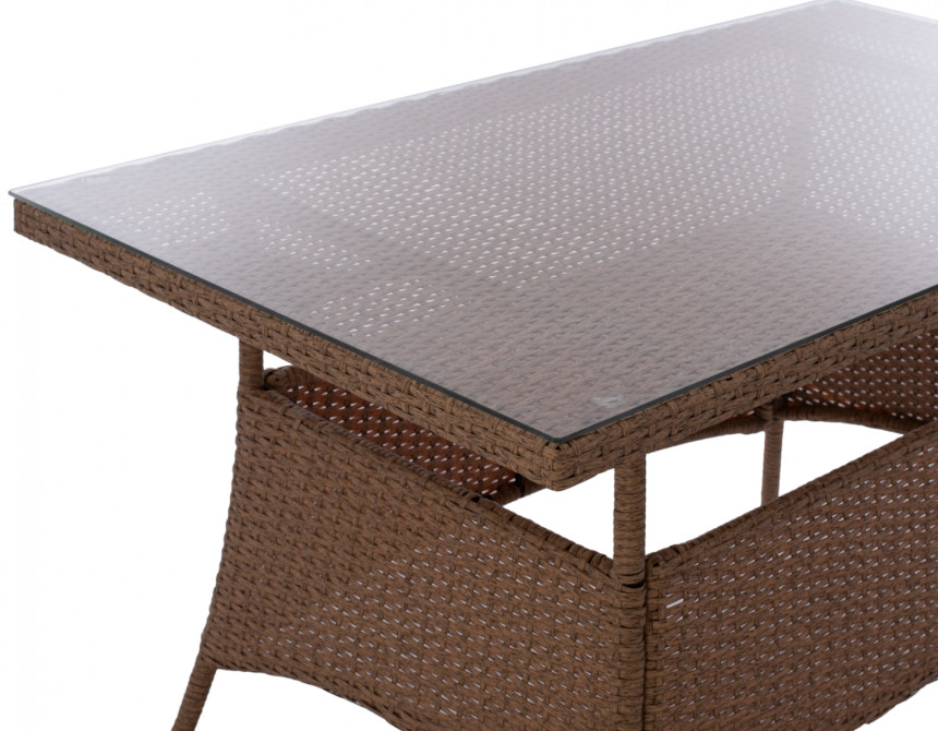ΤΡΑΠΕΖΙ ΜΕΤΑΛΛΙΚΟ MILITARY RATTAN ΜΠΕΖ ΚΑΦΕ HM5141.32 120x70x75Υ εκ.