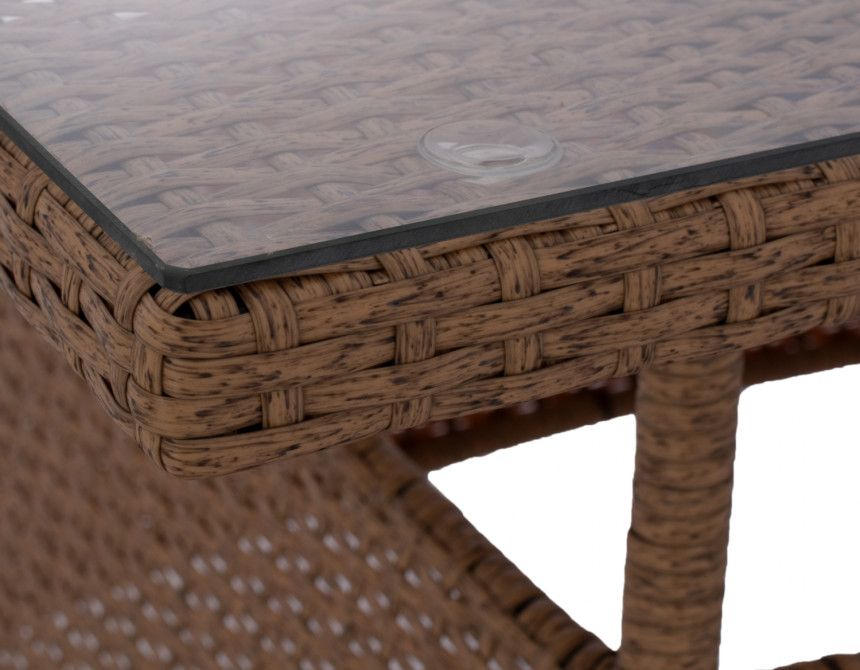 ΤΡΑΠΕΖΙ ΜΕΤΑΛΛΙΚΟ MILITARY RATTAN ΜΠΕΖ ΚΑΦΕ HM5141.32 120x70x75Υ εκ.