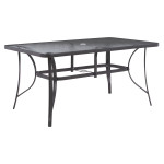 ΤΡΑΠΕΖΙ BRUNO 150X90Χ75Υεκ. ΜΕΤΑΛΛΙΚΟ ΟΡΘΟΓΩΝΙΟ ΓΚΡΙ ΜΕ ΤΡΥΠΑ ΟΜΠΡΕΛΑΣ Φ38  HM5145.11