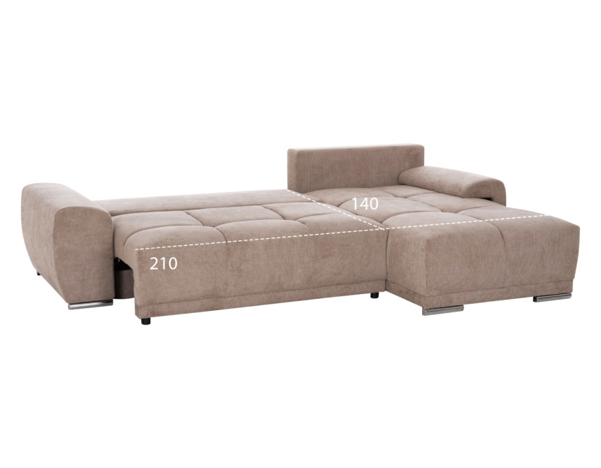 ΚΑΝΑΠΕΣ ΚΡΕΒΑΤΙ ΔΕΞΙΑ ΓΩΝΙΑ COMFYRA HM3336.03R ΜΠΕΖ ΥΦΑΣΜΑ 270x181x75Υεκ