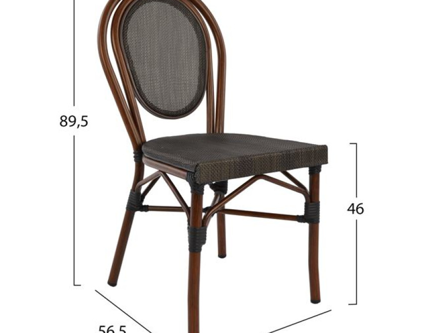 ΚΑΡΕΚΛΑ ΑΛΟΥΜΙΝΙΟΥ KASON BAMBOO LOOK ΚΑΦΕ ΜΕ TEXTLINE 40,5x56,5x89,5 εκ. HM5026