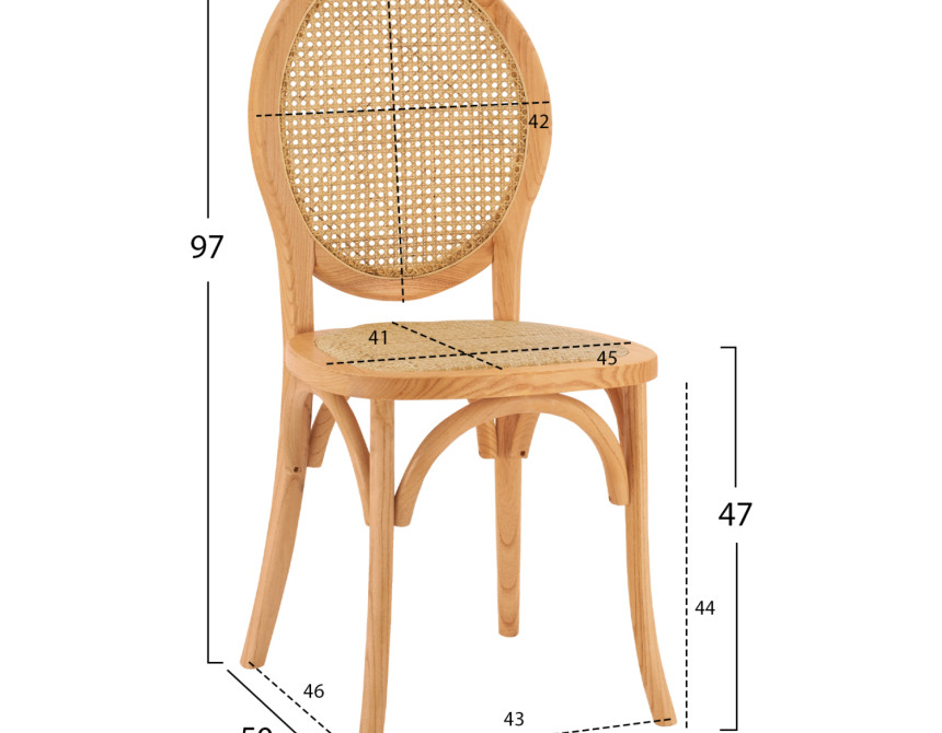 ΚΑΡΕΚΛΑ ΞΥΛΙΝΗ TINSLEY ΜΕ ΟΒΑΛ ΠΛΑΤΗ ΚΑΙ ΠΛΕΞΗ RATTAN ΣΕ ΦΥΣΙΚΗ ΑΠΟΧΡΩΣΗ HM8745.01 45x50x97 εκ.