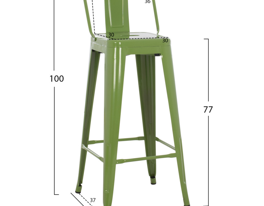 ΣΚΑΜΠΟ BAR ΜΕΤΑΛΛΙΚΟ MELITA ME ΠΛΑΤΗ ΣΕ LIGHT OLIVE GREEN HM8643.13 43Χ43Χ100εκ.