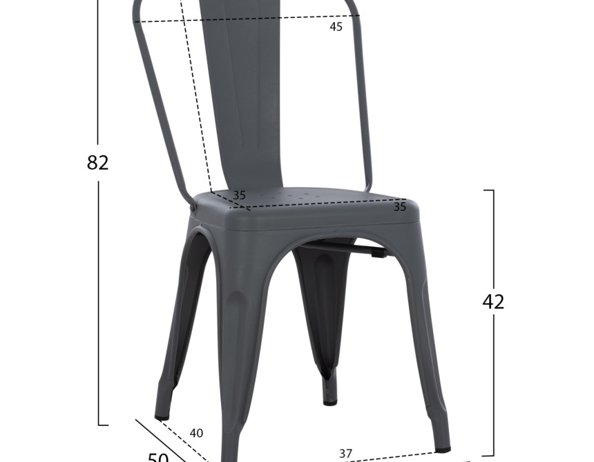 ΚΑΡΕΚΛΑ ΜΕΤΑΛΛΙΚΗ MELITA-PRO HM8641.50 ΓΚΡΙ 44x47x84.5Υεκ.