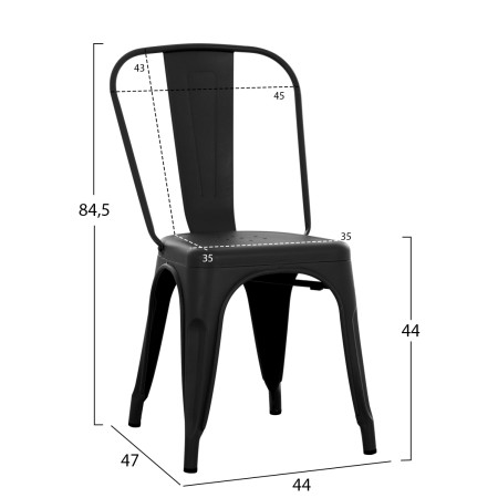 ΚΑΡΕΚΛΑ ΜΕΤΑΛΛΙΚΗ MELITA-PRO HM8641.42 ΜΑΥΡΟ ΜΑΤ 44x47x84.5Υεκ.