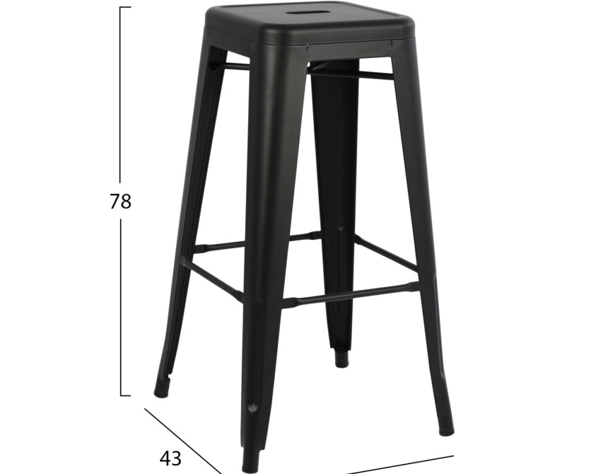 ΣΚΑΜΠΟ ΜΠΑΡ ΜΕΤΑΛΛΙΚΟ MELITA-PRO HM8642.42 ΣΕ ΜΑΥΡΟ ΜΑΤ 43x43x78Υεκ.