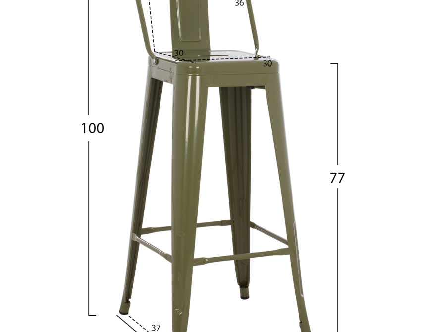 ΣΚΑΜΠΟ BAR ME ΠΛΑΤΗ ΜΕΤΑΛΛΙΚΟ MELITA-PRO HM8643.43 DARK OLIVE GREEN 42x42x100Υεκ.