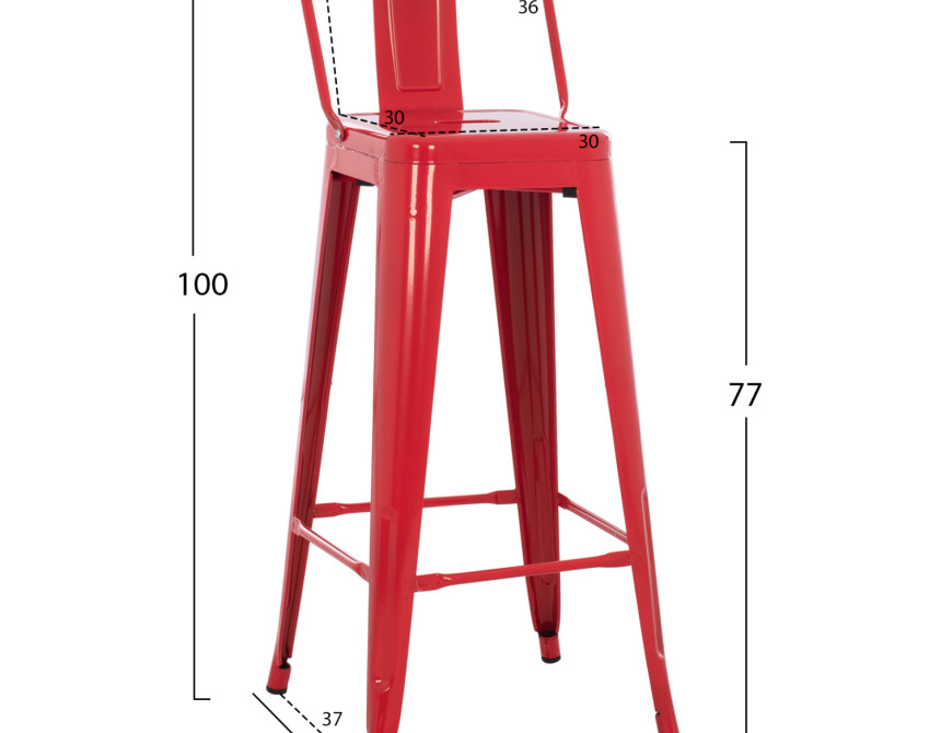 ΣΚΑΜΠΟ BAR ME ΠΛΑΤΗ ΜΕΤΑΛΛΙΚΟ MELITA-PRO HM8643.44 ΚΟΚΚΙΝΟ 42x42x100Υεκ.