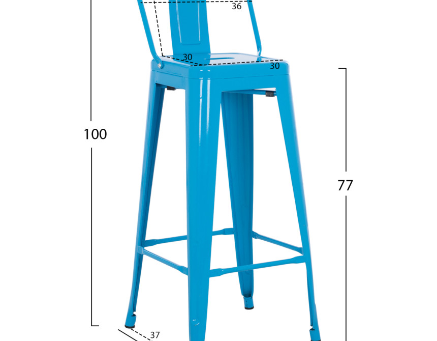 ΣΚΑΜΠΟ BAR-PRO ME ΠΛΑΤΗ ΜΕΤΑΛΛΙΚΟ MELITA HM8643.48 ΜΠΛΕ 42x42x100Υεκ.