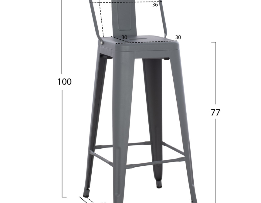 ΣΚΑΜΠΟ BAR ME ΠΛΑΤΗ ΜΕΤΑΛΛΙΚΟ MELITA-PRO HM8643.50 ΓΚΡΙ 42x42x100Υεκ.