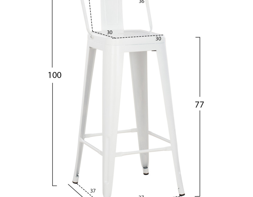 ΣΚΑΜΠΟ BAR ME ΠΛΑΤΗ ΜΕΤΑΛΛΙΚΟ MELITA-PRO HM8643.41 ΛΕΥΚΟ ΜΑΤ 42x42x100Υεκ.