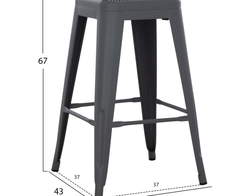 ΣΚΑΜΠΟ ΜΕΣΑΙΟΥ ΥΨΟΥΣ ΜΕΤΑΛΛΙΚΟ MELITA-PRO HM8573.50 ΓΚΡΙ 43x43x67Υεκ.