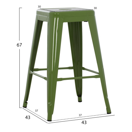 ΣΚΑΜΠΟ ΜΕΣΑΙΟΥ ΥΨΟΥΣ ΜΕΤΑΛΛΙΚΟ MELITA HM8573.53 ΣΕ LIGHT OLIVE GREEN 43x43x67Υεκ.