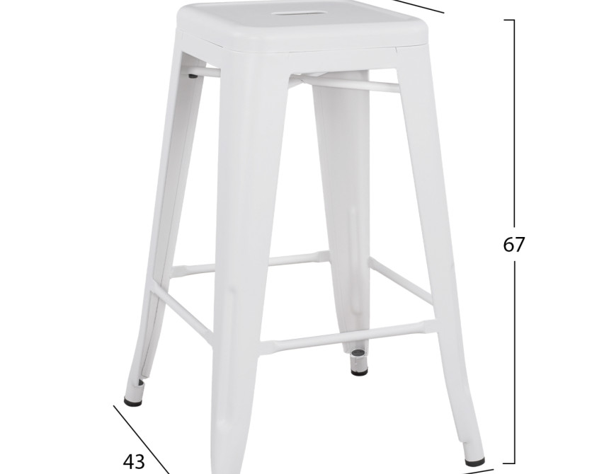 ΣΚΑΜΠΟ ΜΕΣΑΙΟΥ ΥΨΟΥΣ ΜΕΤΑΛΛΙΚΟ MELITA-PRO HM8573.41 ΛΕΥΚΟ ΜΑΤ 43x43x67Υεκ.