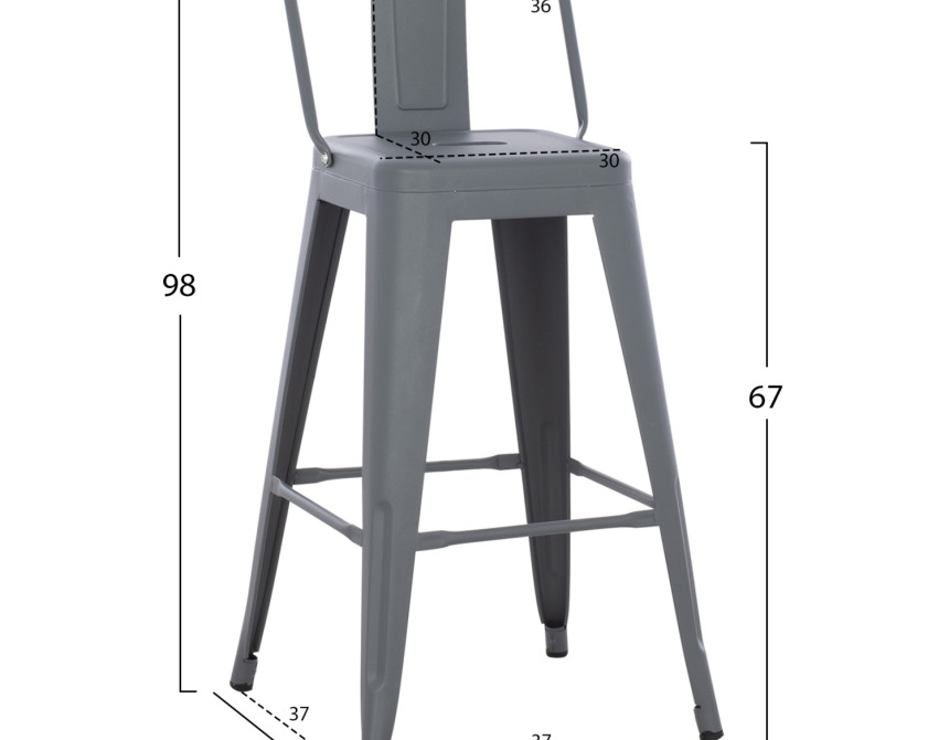 ΣΚΑΜΠΟ ΜΠΑΡ ΜΕΣΑΙΟΥ ΥΨΟΥΣ ΜΕΤΑΛΛΙΚΟ MELITA-PRO HM8574.50 ΓΚΡΙ 43x43x88Υεκ.