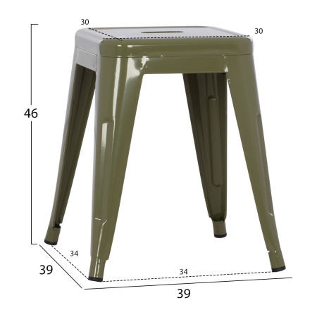 ΣΚΑΜΠΟ ΜΕΤΑΛΛΙΚΟ MELITA HM0096.43 ΣΕ DARK OLIVE ΧΡΩΜΑ 39x39x46Υεκ.