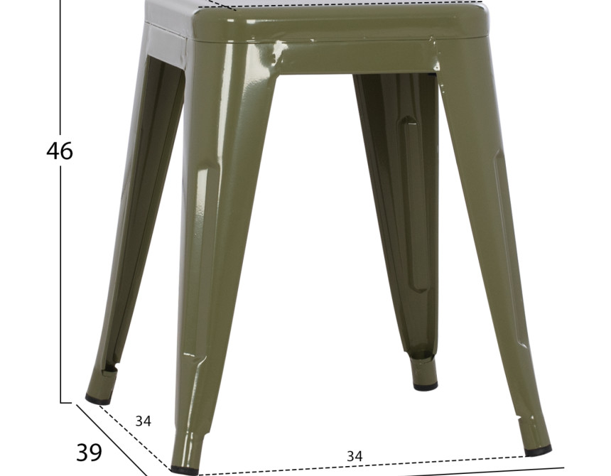 ΣΚΑΜΠΟ ΜΕΤΑΛΛΙΚΟ MELITA HM0096.43 ΣΕ DARK OLIVE ΧΡΩΜΑ 39x39x46Υεκ.