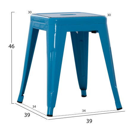 ΣΚΑΜΠΟ ΜΕΤΑΛΛΙΚΟ MELITA HM0096.48 ΣΕ ΜΠΛΕ ΧΡΩΜΑ 39x39x46Υεκ.