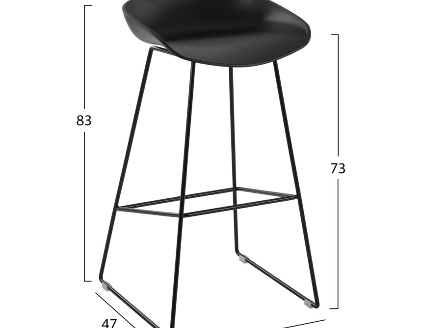 ΣΚΑΜΠΟ ΜΕΤΑΛΛΙΚΟ NAILA HM8450.02 ΜΕ ΚΑΘΙΣΜΑ PP ΜΑΥΡΟ 47x47x83 εκ.