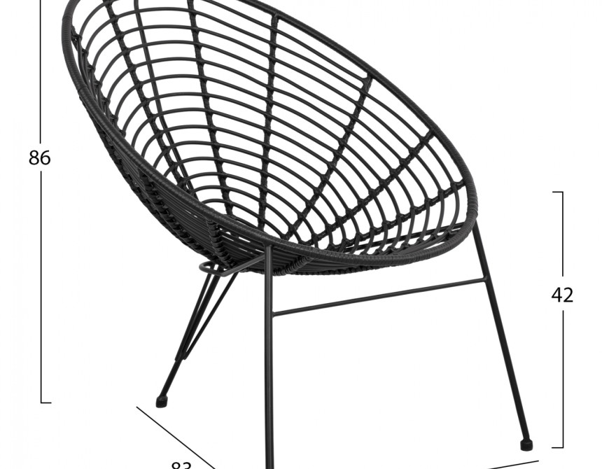 ΠΟΛΥΘΡΟΝΑ ΤΥΠΟΥ ΦΩΛΙΑ ΜΕΤΑΛΛΙΚΗ ALLEGRA HM5458.02 ΜΕ ΜΑΥΡΟ WICKER 73x83x86Υ εκ.