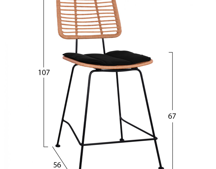 ΣΚΑΜΠΟ ΜΕΣΑΙΟΥ ΥΨΟΥΣ ALLEGRA HM5644 ΜΕΤΑΛΛΙΚΟ ΜΕ WICKER ΣΕ ΜΠΕΖ ΑΠΟΧΡΩΣΗ 55x56x107 εκ.