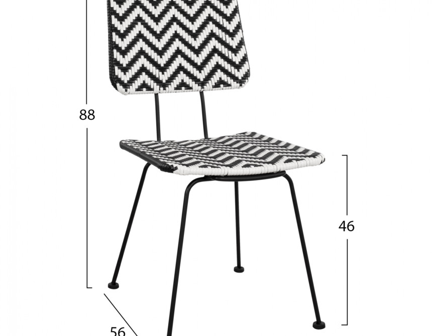 ΚΑΡΕΚΛΑ ΜΕΤΑΛΛΙΚΗ ALLEGRA HM5693 ΜΕ WICKER ΜΑΥΡΟ-ΛΕΥΚΟ 46x56x88Υ εκ.