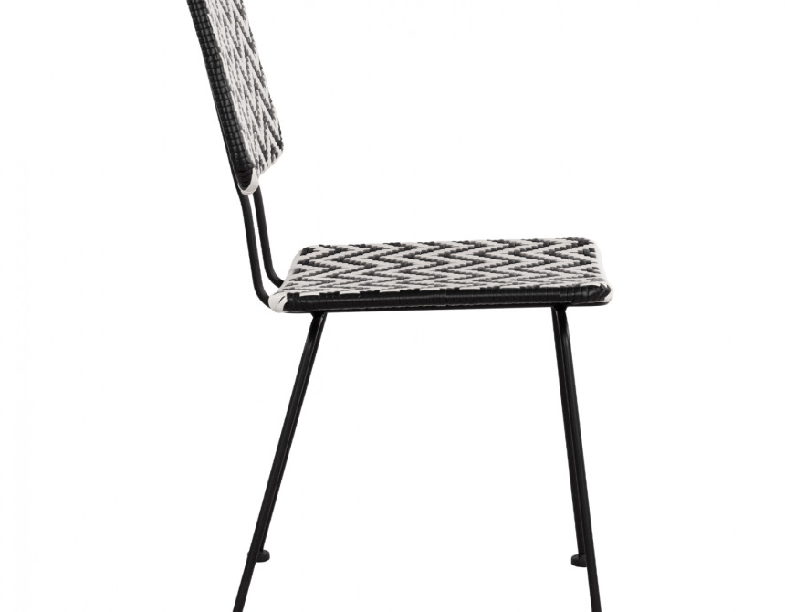 ΚΑΡΕΚΛΑ ΜΕΤΑΛΛΙΚΗ ALLEGRA HM5693 ΜΕ WICKER ΜΑΥΡΟ-ΛΕΥΚΟ 46x56x88Υ εκ.