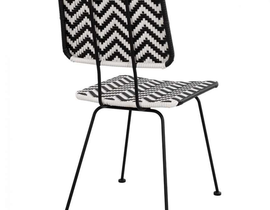 ΚΑΡΕΚΛΑ ΜΕΤΑΛΛΙΚΗ ALLEGRA HM5693 ΜΕ WICKER ΜΑΥΡΟ-ΛΕΥΚΟ 46x56x88Υ εκ.