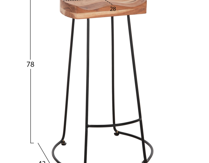 ΣΚΑΜΠΟ BAR ELEANOR ΑΠΟ ΜΑΣΙΦ ΞΥΛΟ ΑΚΑΚΙΑΣ 48x40χ76Υεκ. HM8363.11
