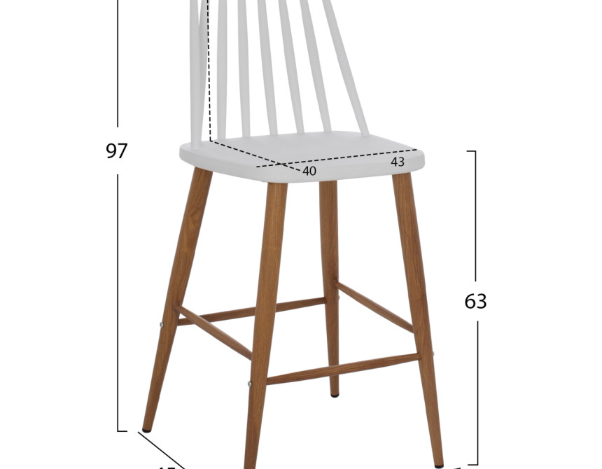 ΣΚΑΜΠΟ ΜΠΑΡ VANESSA HM9300.01 ΛΕΥΚΟ ΜΕΣΑΙΟΥ ΥΨΟΥΣ 43x45x97Υεκ.