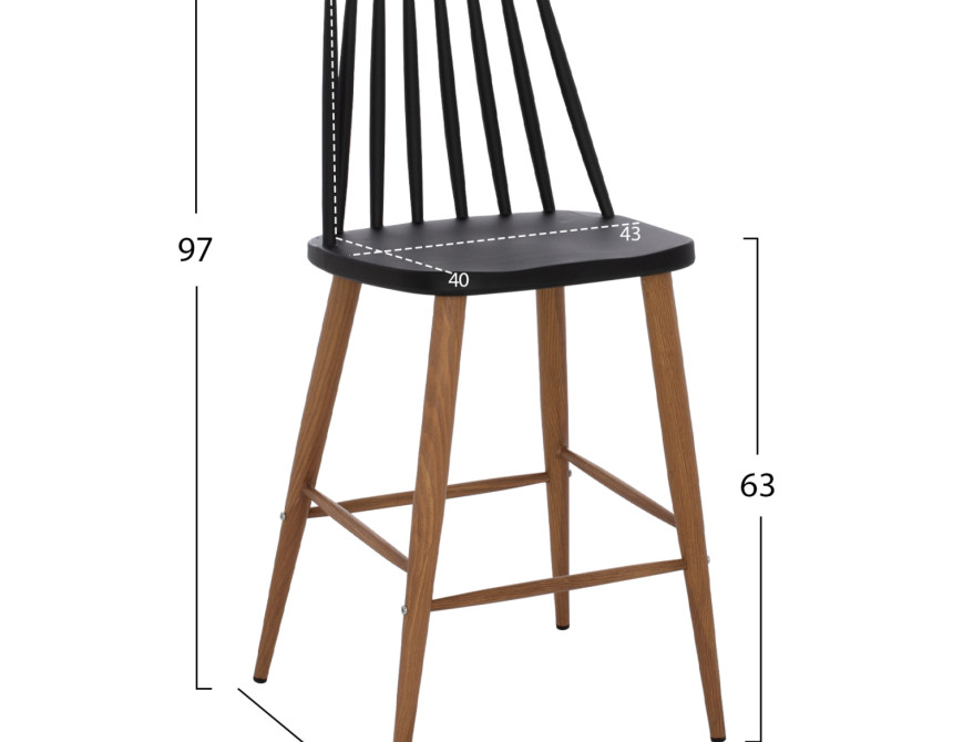 ΣΚΑΜΠΟ ΜΠΑΡ VANESSA ΜΑΥΡΟ ΜΕΣΑΙΟΥ ΥΨΟΥΣ HM9300.02  43x45x97Υεκ.