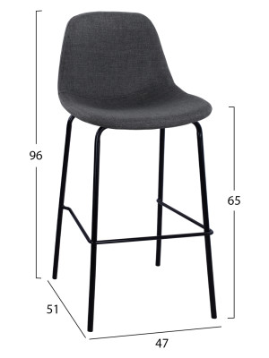 ΣΚΑΜΠΟ VINCENT HM9298.10 ΜΕΣΑΙΟΥ ΥΨΟΥΣ ΓΚΡΙ  ΜΕ ΜΕΤΑΛΛΙΚΑ ΠΟΔΙΑ 47x51x96 εκ.