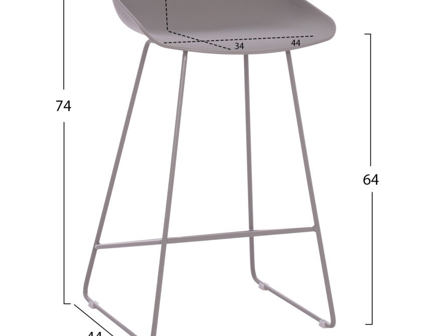 ΣΚΑΜΠΟ ΜΠΑΡ NAILA HM9299.10 ΓΚΡΙ ΜΕΣΑΙΟΥ ΥΨΟΥΣ 44x44x74Yεκ.