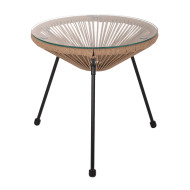ΤΡΑΠΕΖΙ ΒΟΗΘΗΤΙΚΟ ALLEGRA ΜΑΥΡΟ ΜΕΤΑΛΛΟ  ME TWISTED WICKER ΦΥΣΙΚΟ HM5873.01 Φ47Χ45Υεκ.