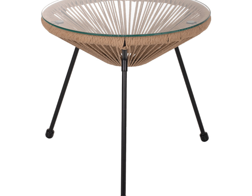 ΤΡΑΠΕΖΙ ΒΟΗΘΗΤΙΚΟ ALLEGRA ΜΑΥΡΟ ΜΕΤΑΛΛΟ  ME TWISTED WICKER ΦΥΣΙΚΟ HM5873.01 Φ47Χ45Υεκ.