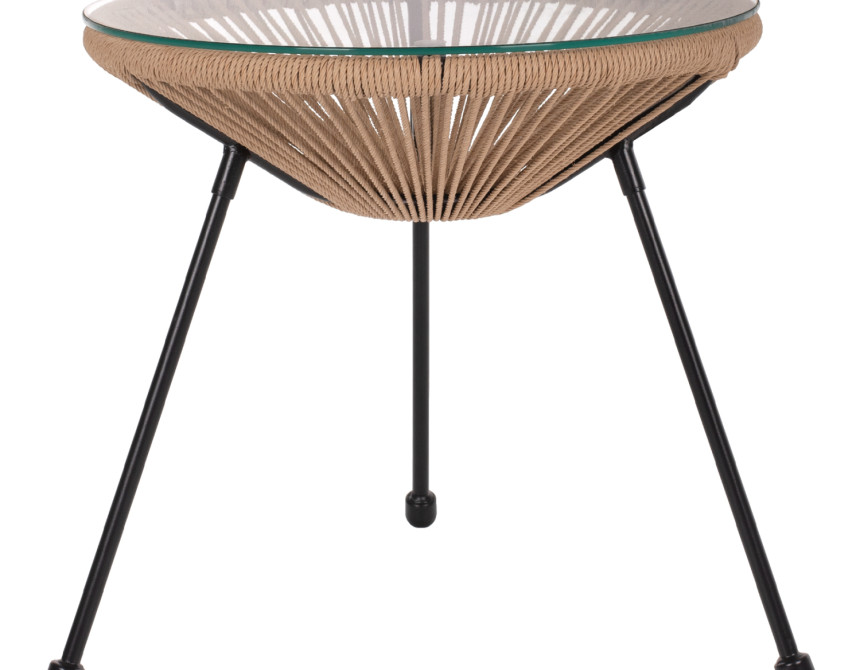ΤΡΑΠΕΖΙ ΒΟΗΘΗΤΙΚΟ ALLEGRA ΜΑΥΡΟ ΜΕΤΑΛΛΟ  ME TWISTED WICKER ΦΥΣΙΚΟ HM5873.01 Φ47Χ45Υεκ.