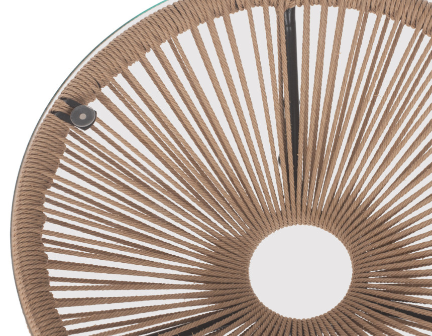 ΤΡΑΠΕΖΙ ΒΟΗΘΗΤΙΚΟ ALLEGRA ΜΑΥΡΟ ΜΕΤΑΛΛΟ  ME TWISTED WICKER ΦΥΣΙΚΟ HM5873.01 Φ47Χ45Υεκ.