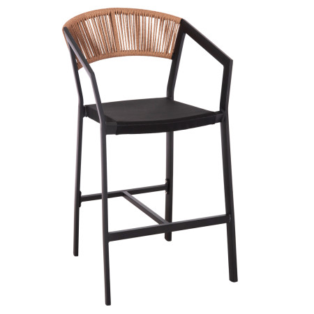 ΣΚΑΜΠΟ ΑΛΟΥΜΙΝΙΟΥ HM5892.15 ΜΕΣΑΙΟΥ ΥΨΟΥΣ RATTAN & TEXTLINE ΜΑΥΡΟ ΜΠΕΖ 56,5x57x99,5Y