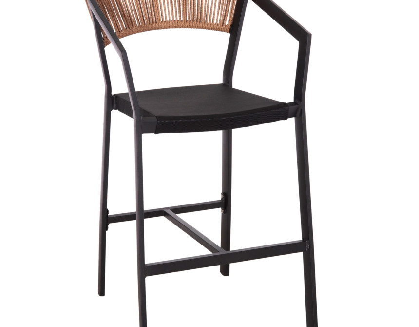ΣΚΑΜΠΟ ΑΛΟΥΜΙΝΙΟΥ HM5892.15 ΜΕΣΑΙΟΥ ΥΨΟΥΣ RATTAN & TEXTLINE ΜΑΥΡΟ ΜΠΕΖ 56,5x57x99,5Y