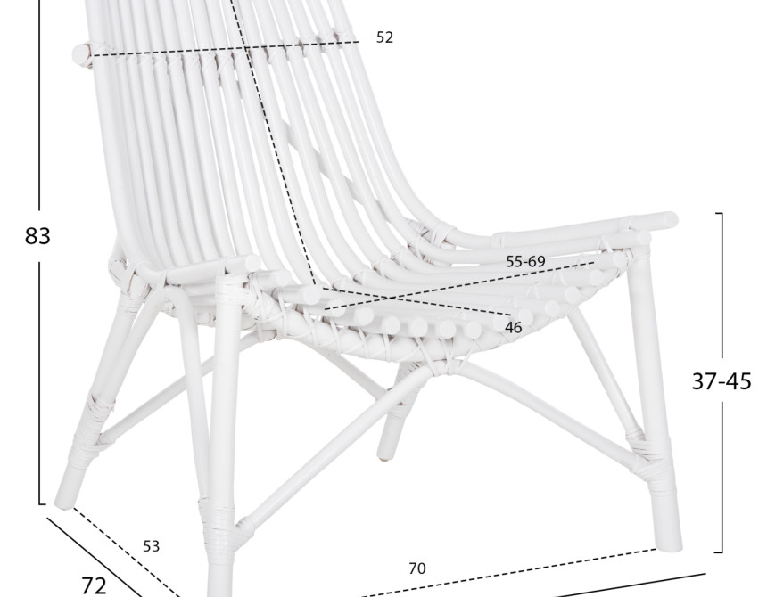 ΚΑΡΕΚΛΑ ΕΞΩΤ.ΧΩΡΟΥ CELLION HM9812.03 ΡΑΒΔΟΙ RATTAN ΣΕ ΛΕΥΚΟ ΧΡΩΜΑ 76x72x83Υεκ.